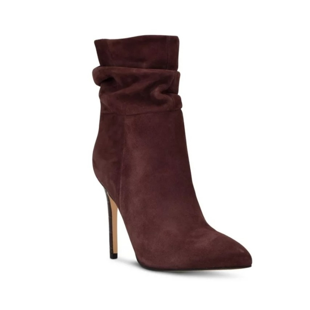 NEW Marc Fisher Burgundy Padded Rayya Pointed Toe Leather Slouch Boot Size 8M